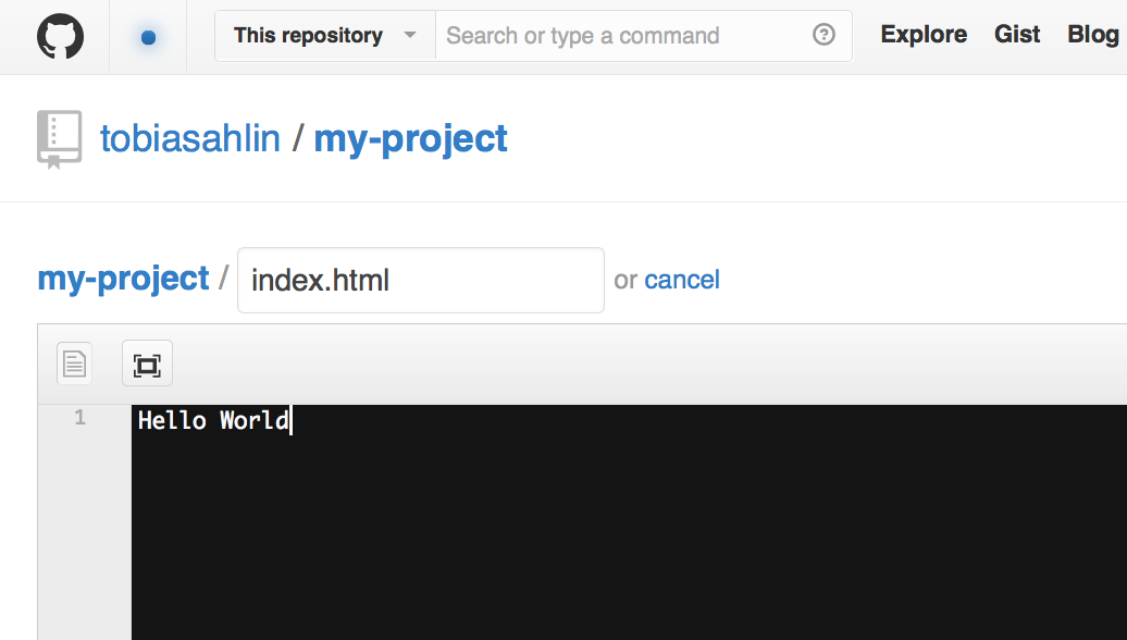 Hello World on GitHub.com